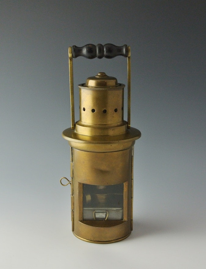 Late 1800s Binnacle Oil Lamp for Viewing Ship's Compass