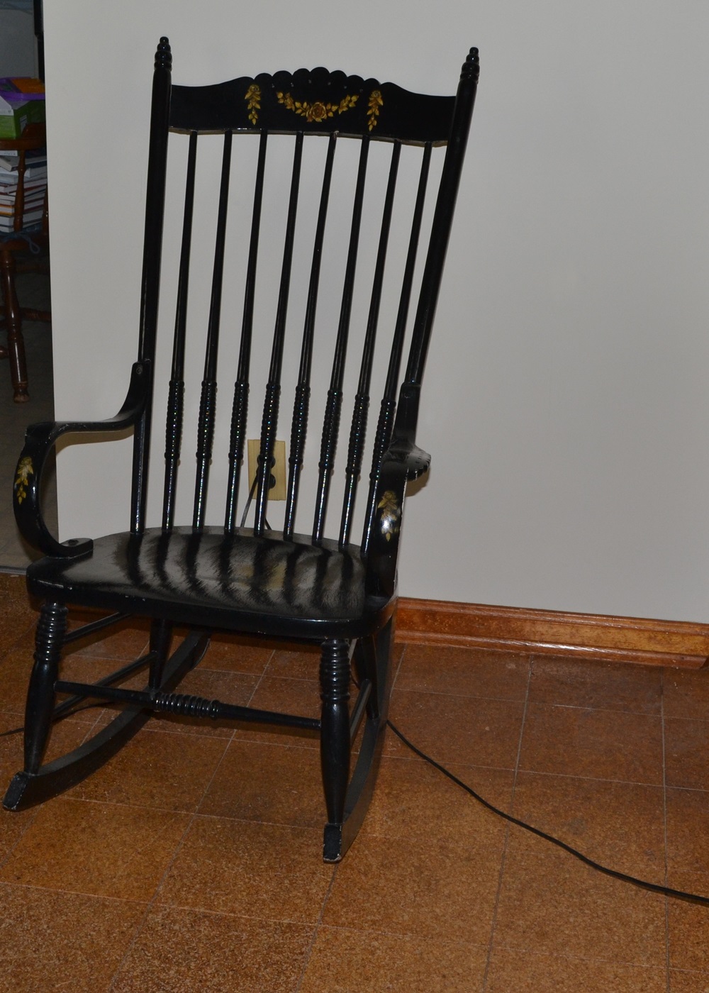 Vintage Tall-Back Painted Rocking Chair