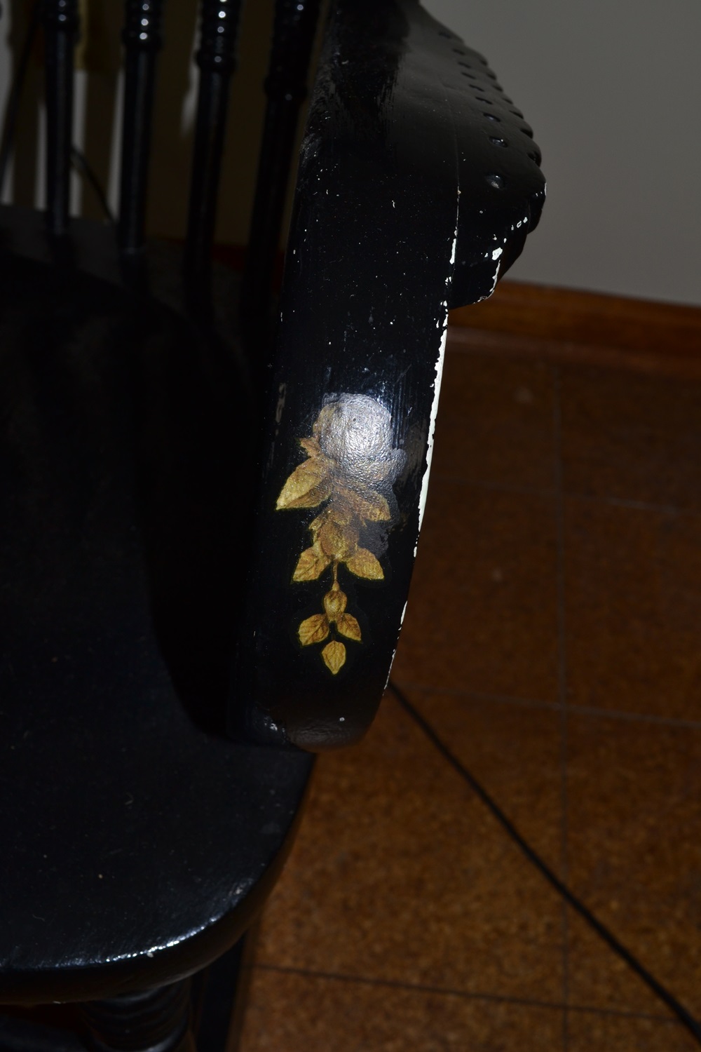 Vintage Tall-Back Painted Rocking Chair