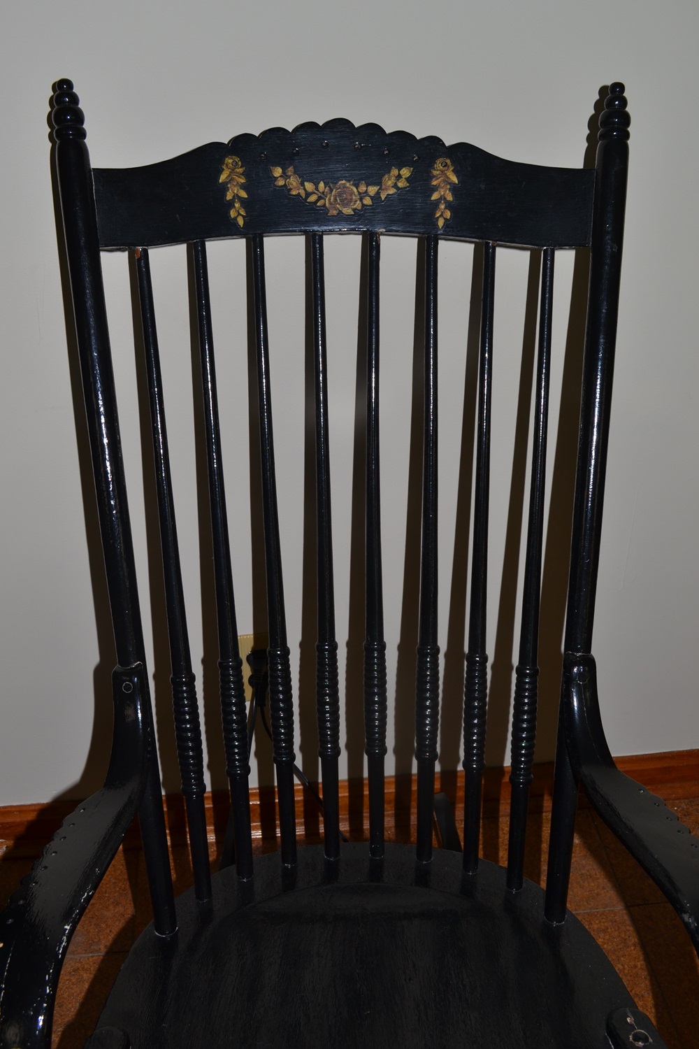 Vintage Tall-Back Painted Rocking Chair