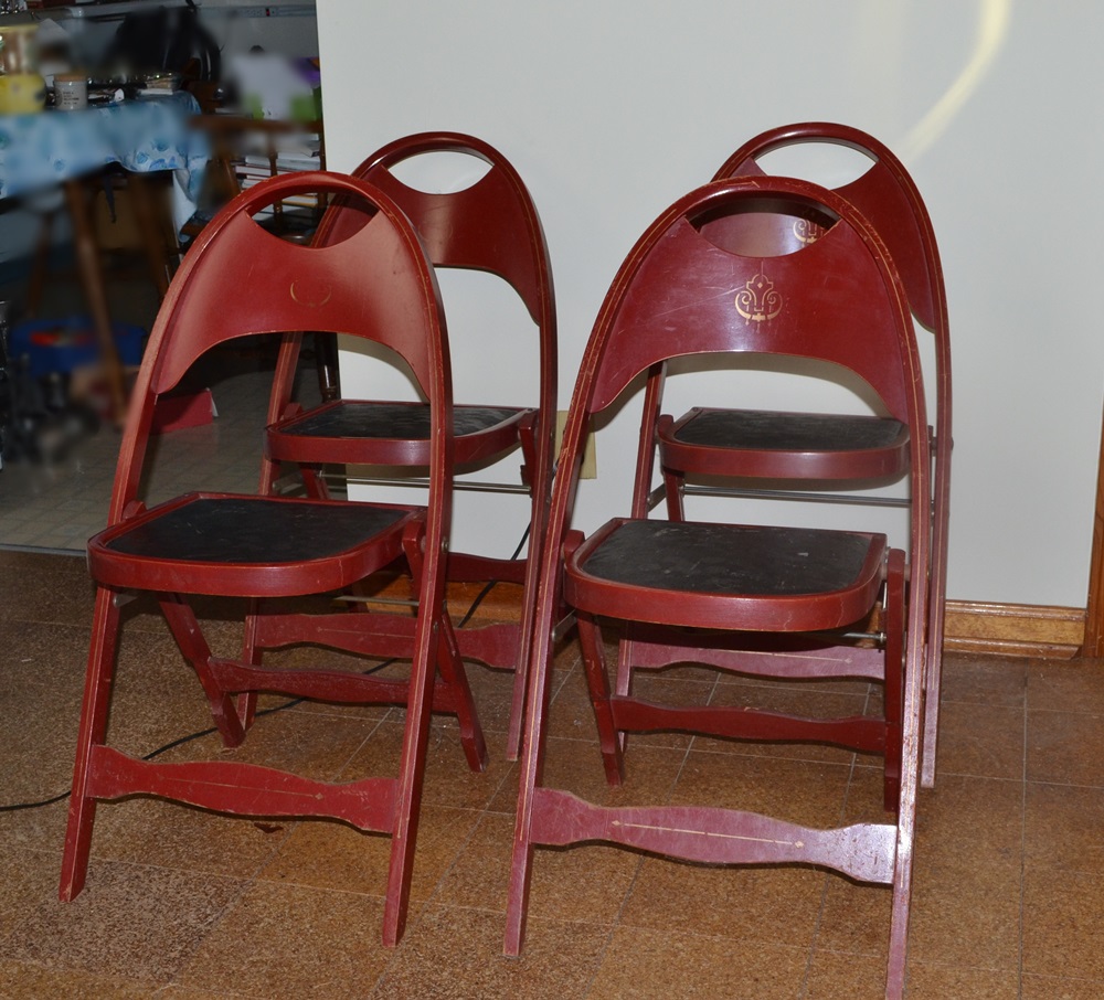 Four Vintage Wooden Folding Chairs