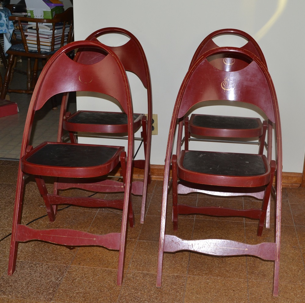 Four Vintage Wooden Folding Chairs