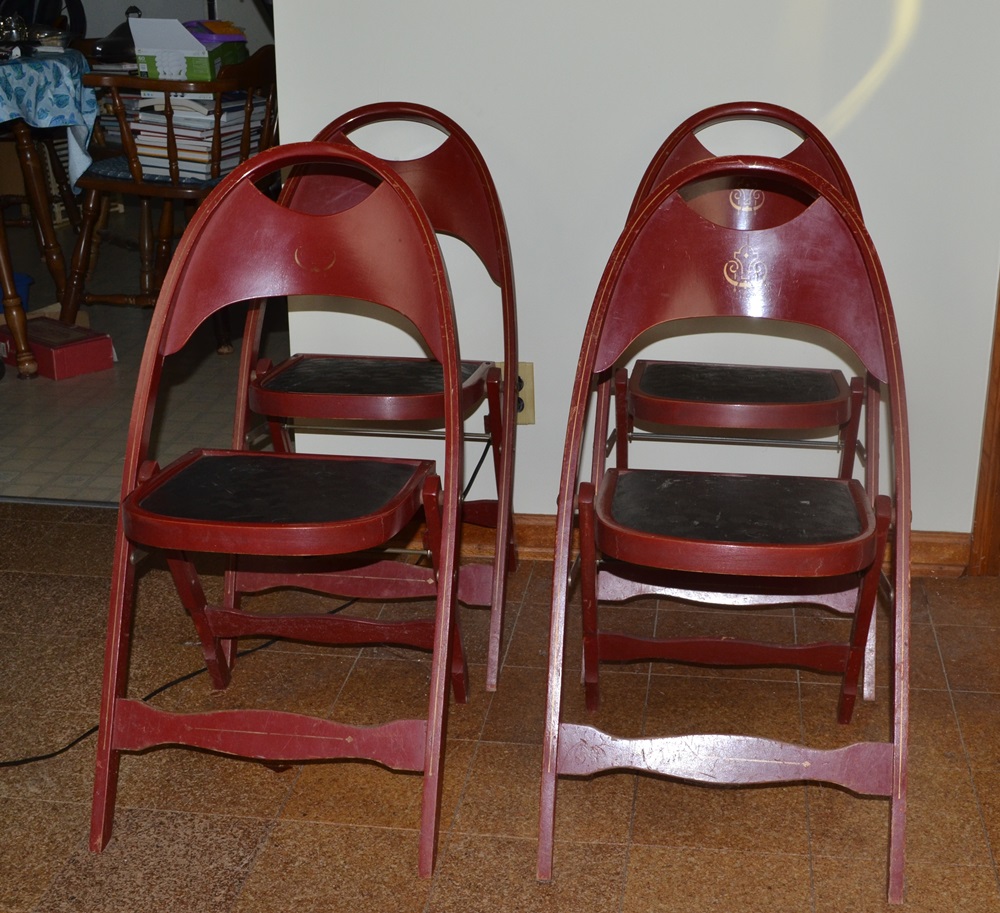 Four Vintage Wooden Folding Chairs
