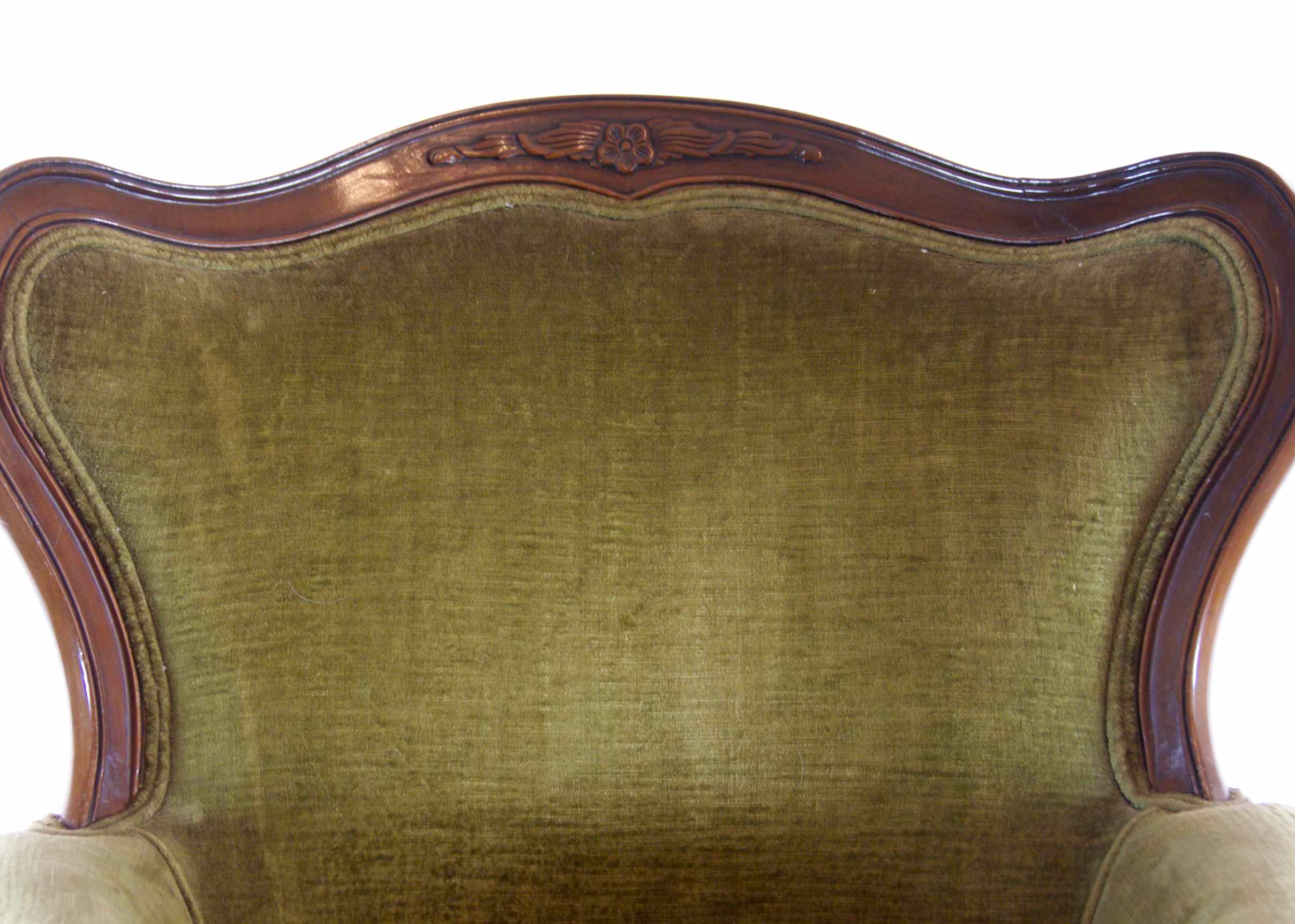 Antique Victorian Green Velvet Armchair