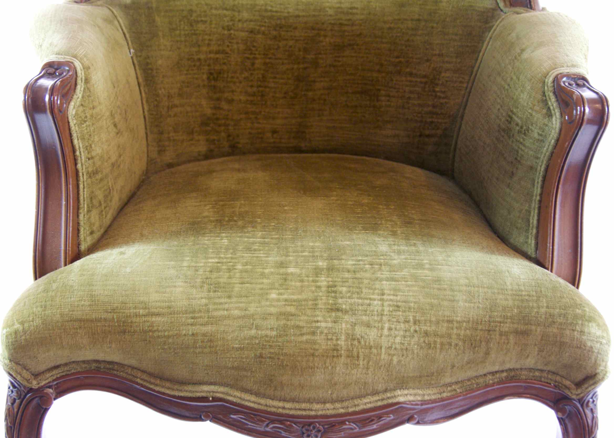 Antique Victorian Green Velvet Armchair