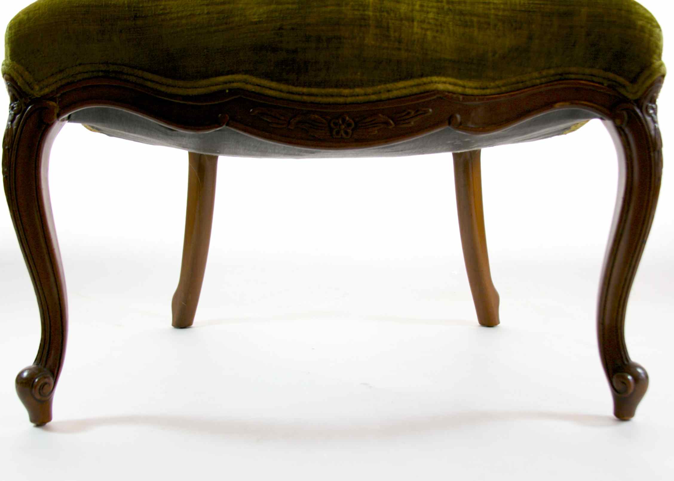 Antique Victorian Green Velvet Armchair