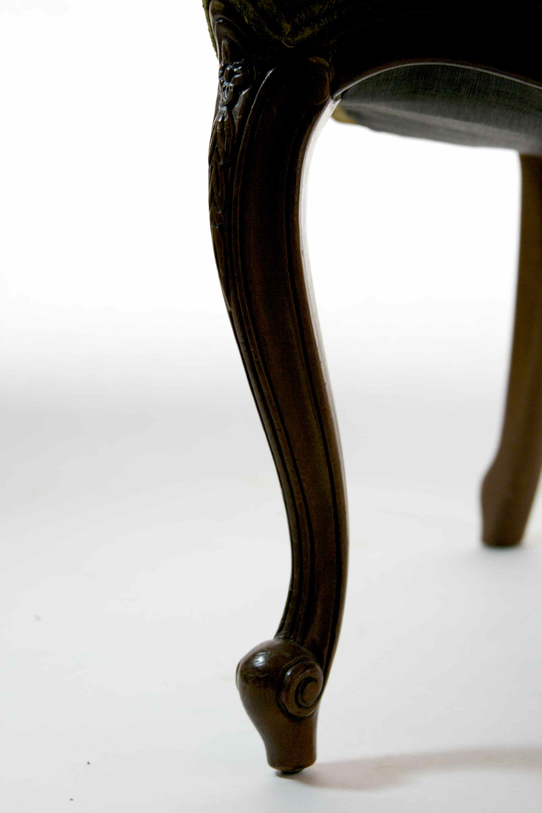 Antique Victorian Green Velvet Armchair