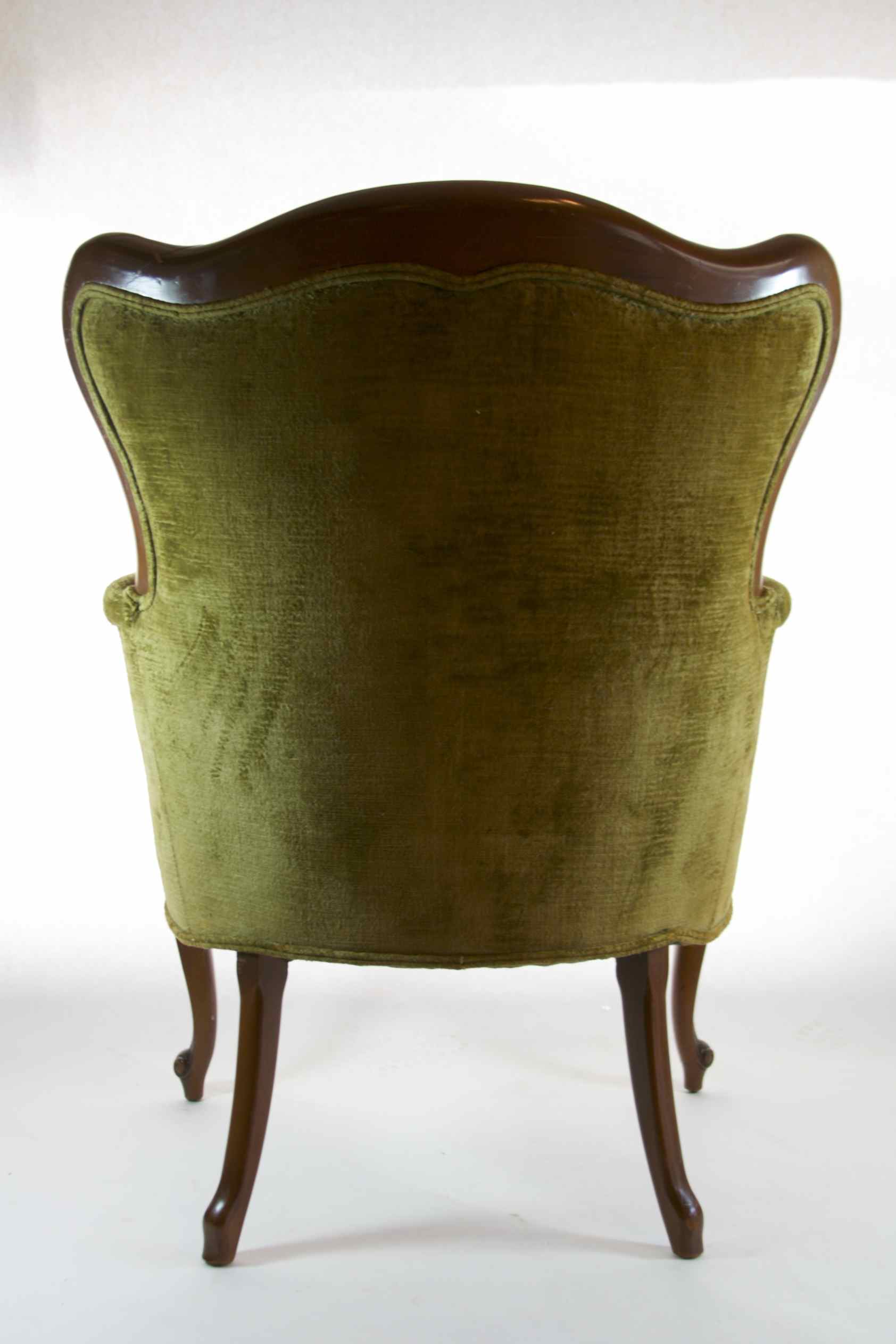 Antique Victorian Green Velvet Armchair
