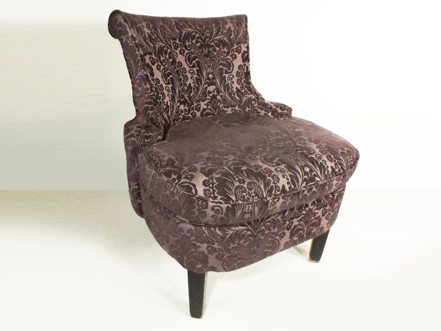 Chic French Style Chair in Eggplant Damask