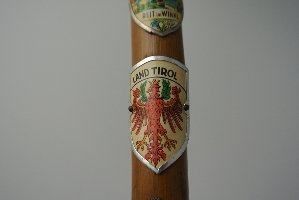 Vintage German Walking Stick with Regional Medallions