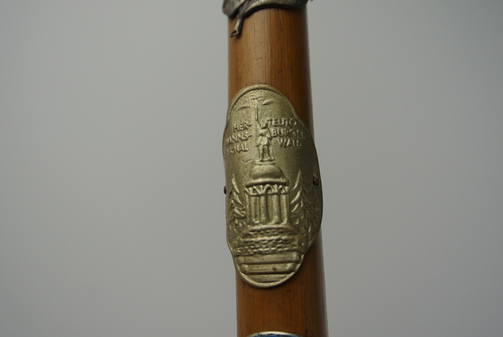 Vintage German Walking Stick with Regional Medallions