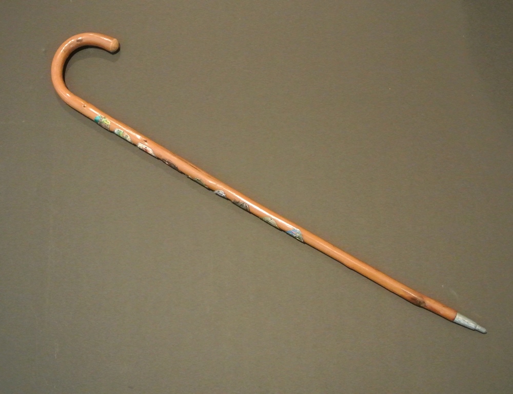 Vintage German Walking Stick with Regional Medallions