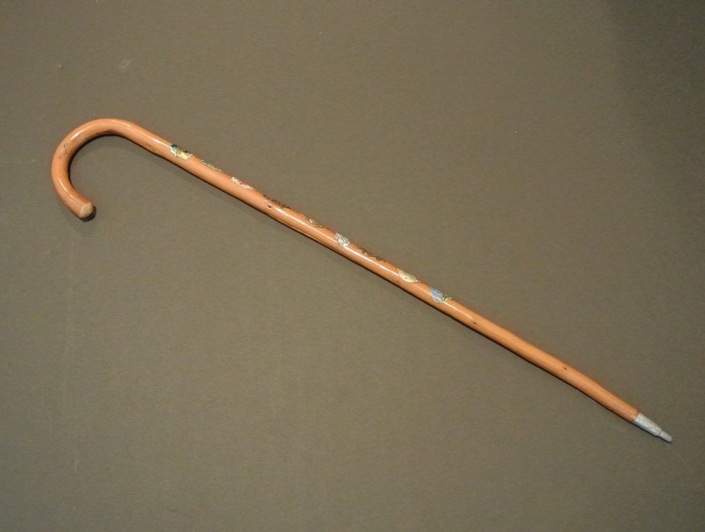 Vintage German Walking Stick with Regional Medallions