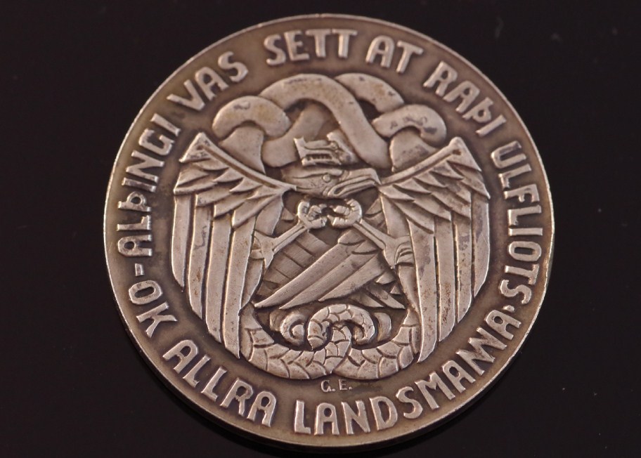 Rare Icelandic 5 Kronur 1930 Coin Medallion, 1000 Year 'Althing' Anniversary