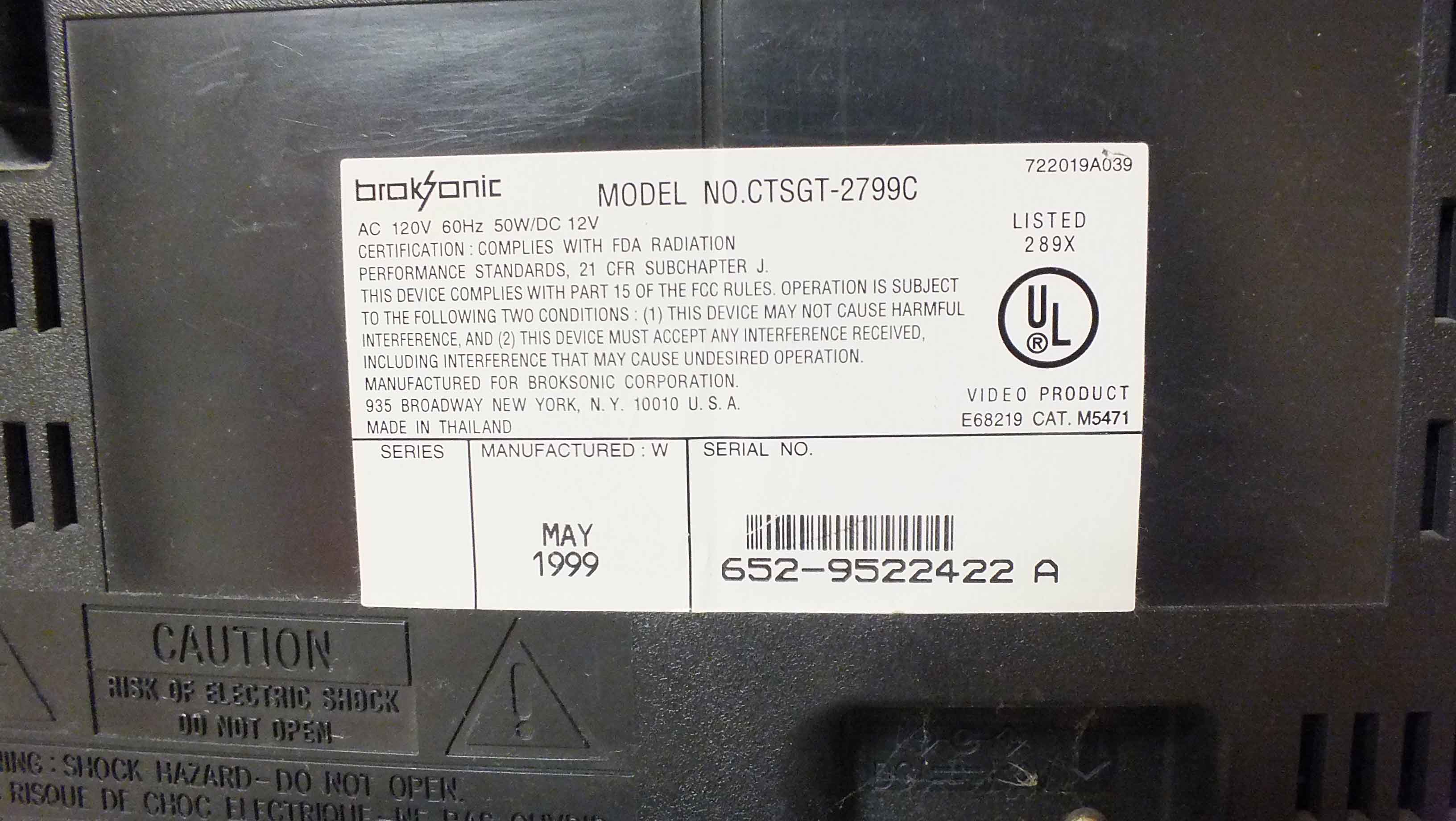 Portable Broksonic VCR/TV Player