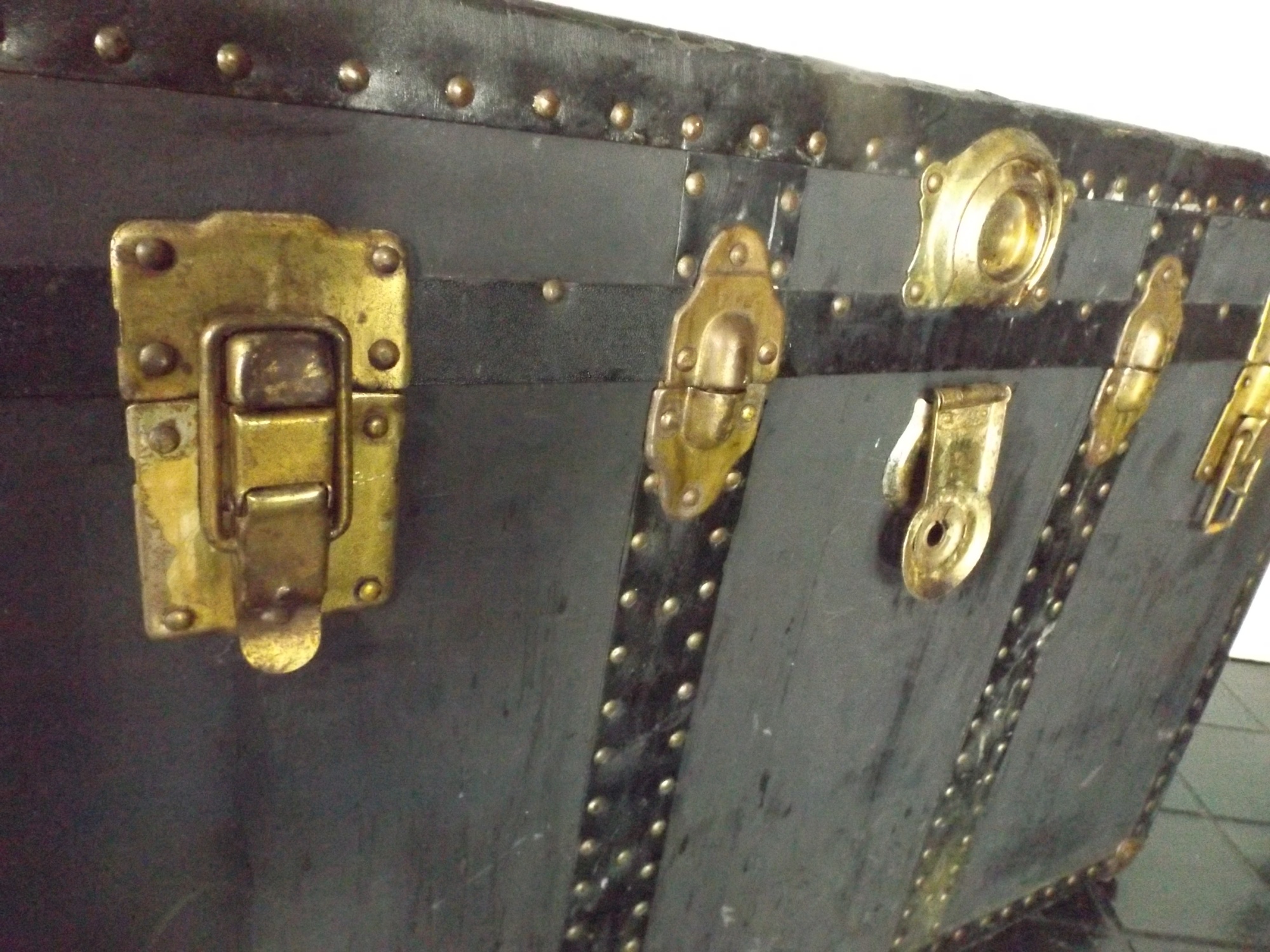 Vintage Black Steamer Trunk