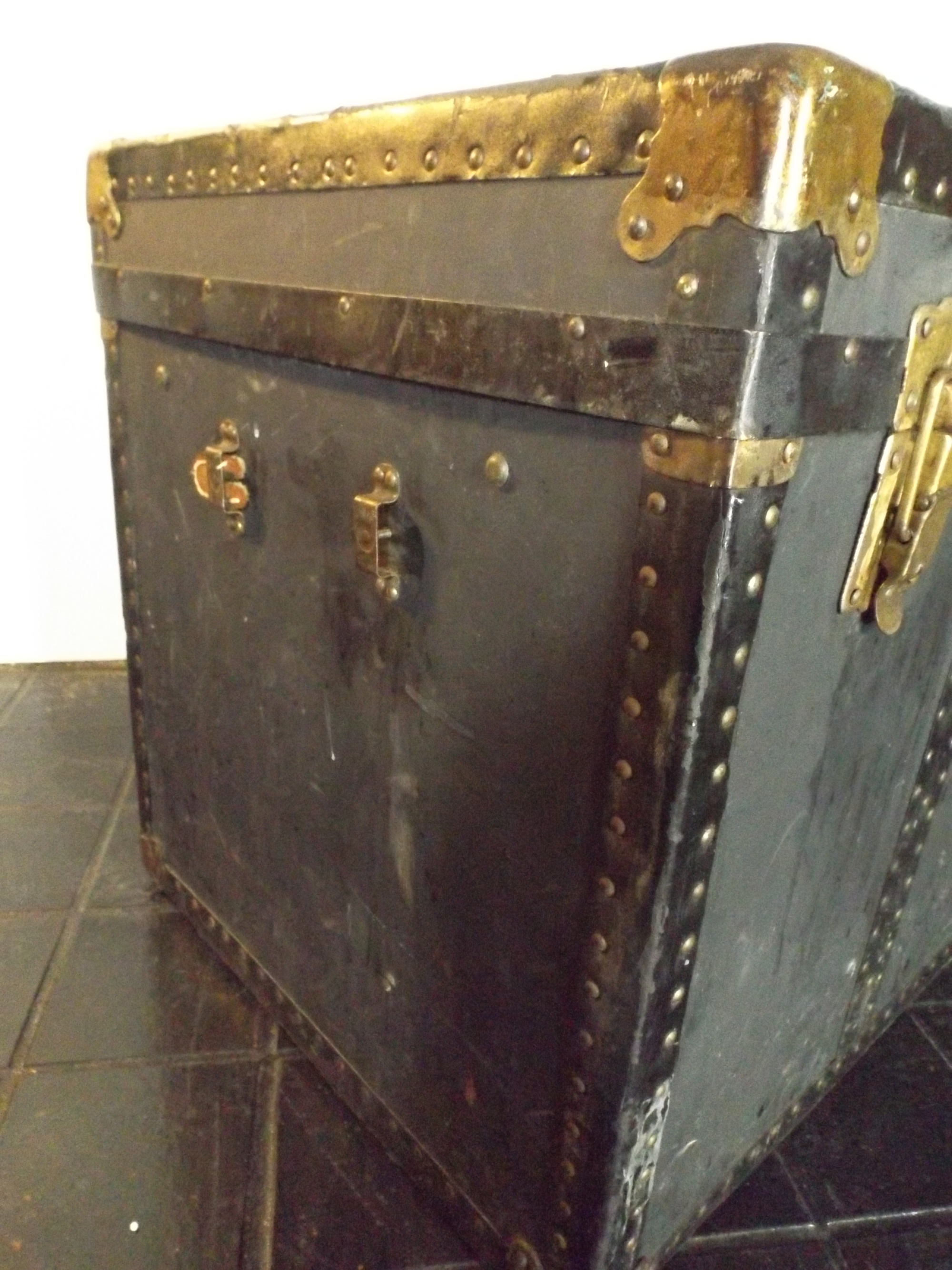 Vintage Black Steamer Trunk