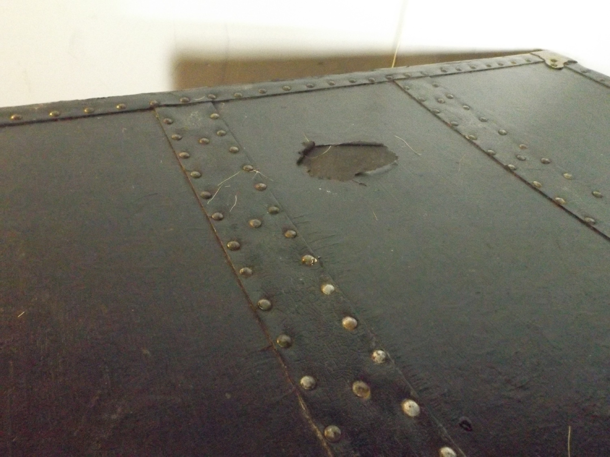 Vintage Black Steamer Trunk