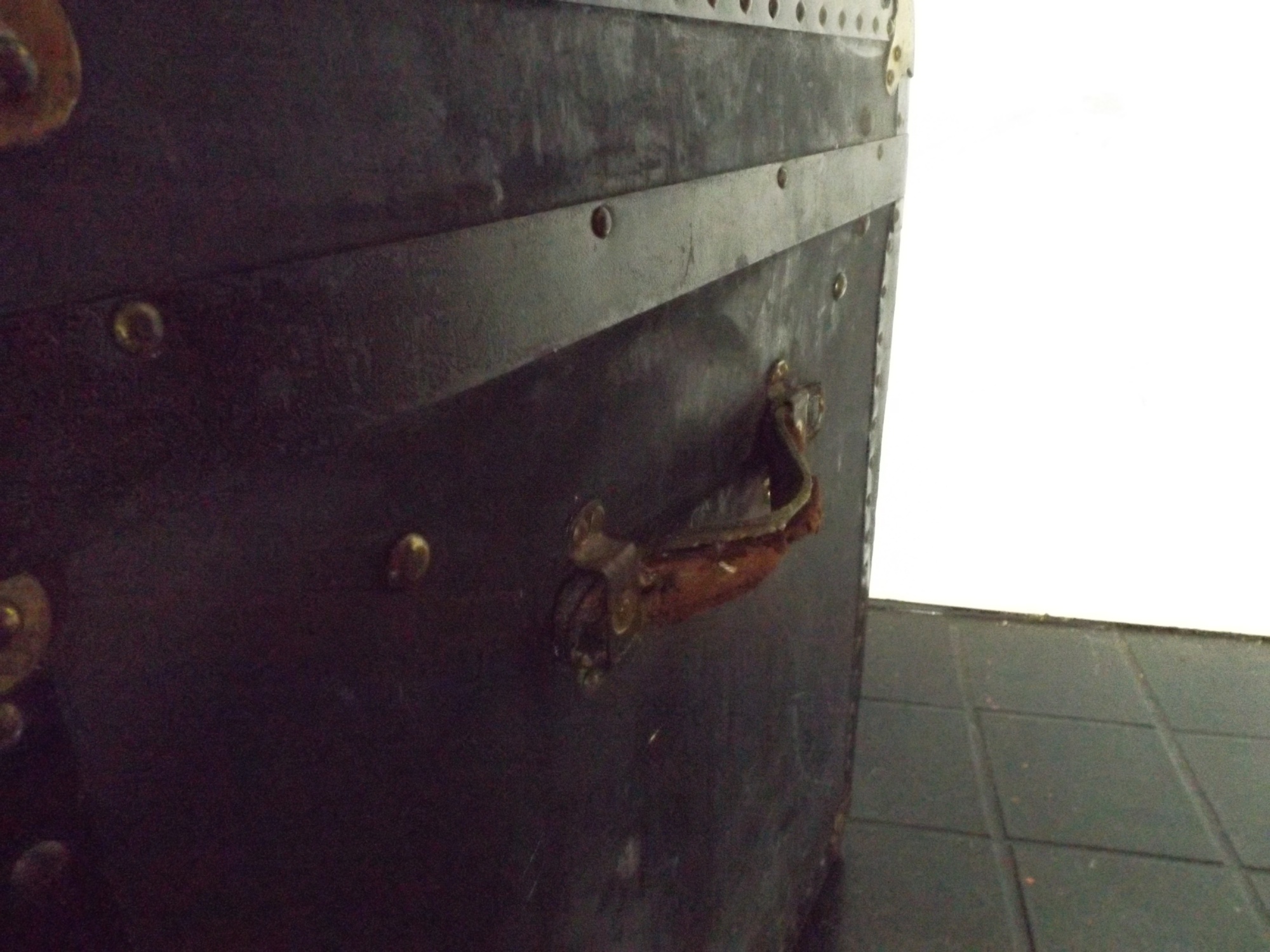 Vintage Black Steamer Trunk