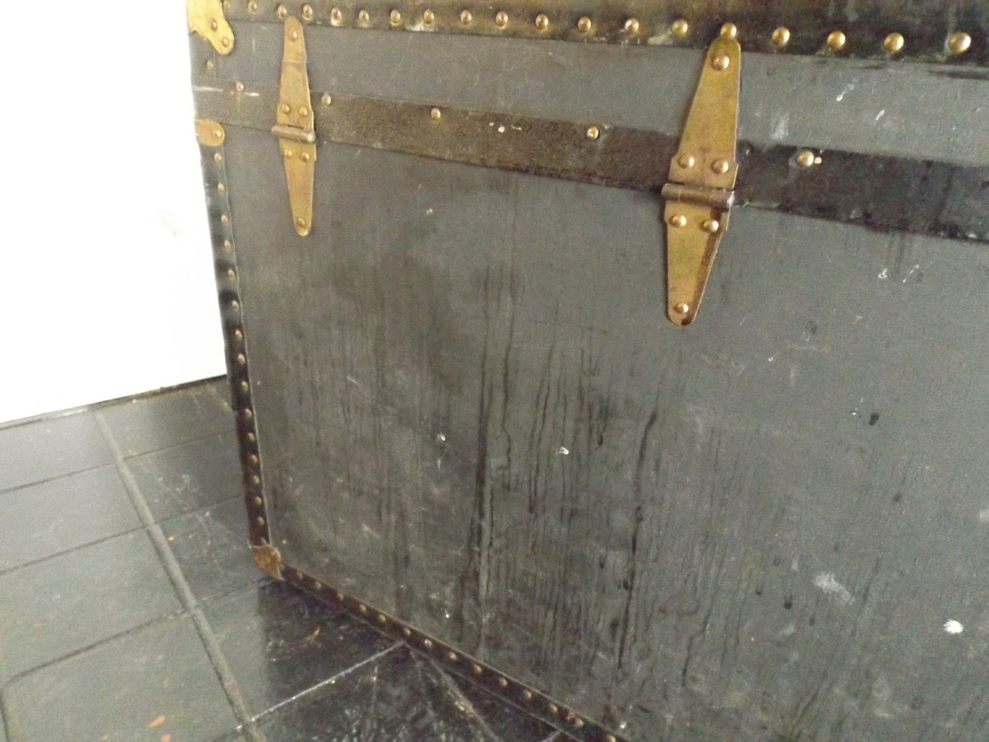 Vintage Black Steamer Trunk