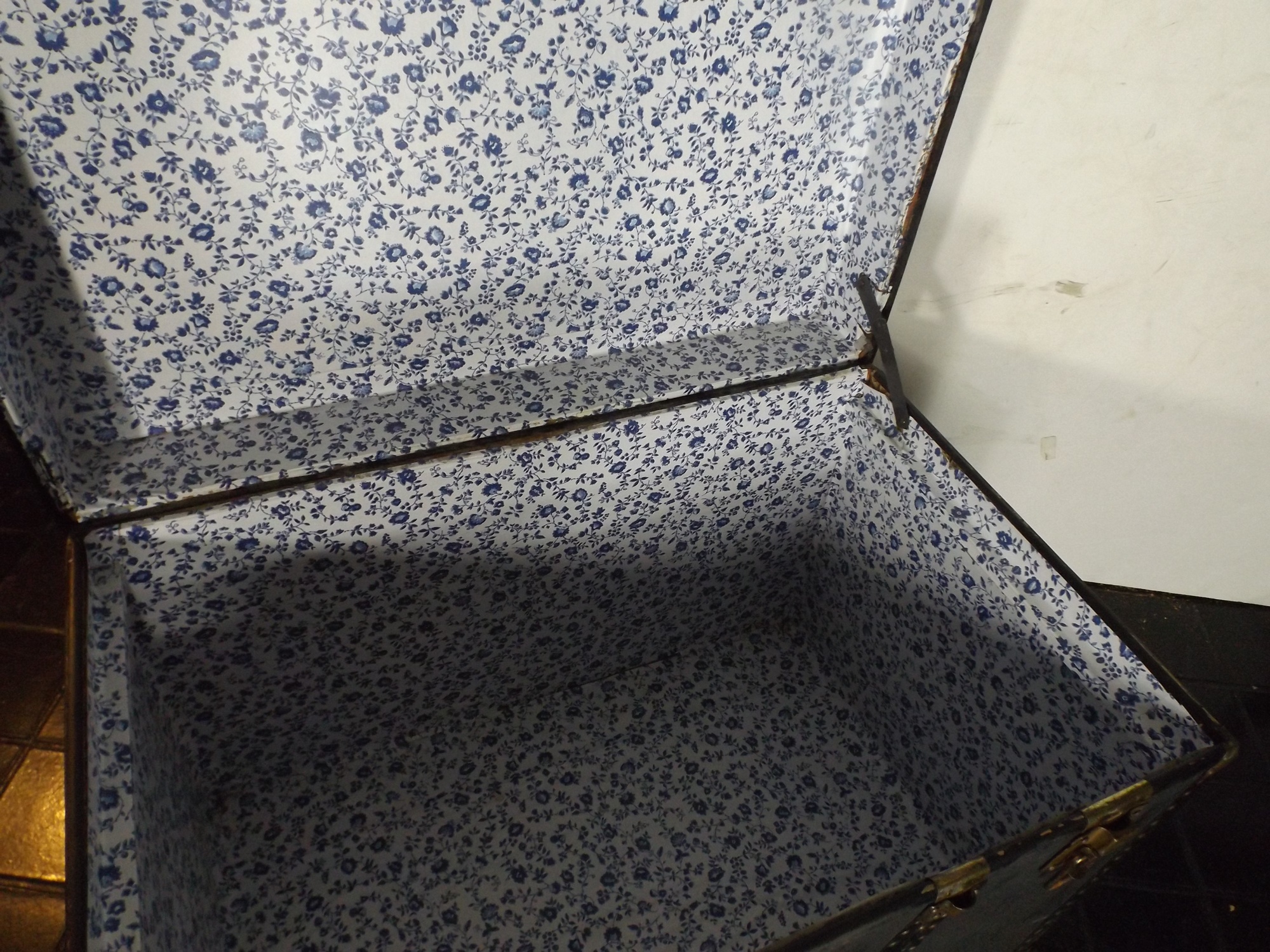 Vintage Black Steamer Trunk