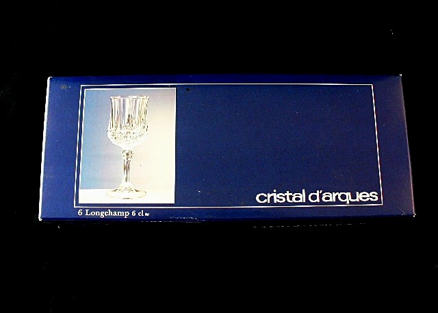 Eight Cristal D’Arques Pressed Glass Stemmed Cordial Glasses