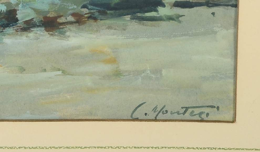Framed and Signed Original Carlo Montesi Watercolor on Paper Painting
