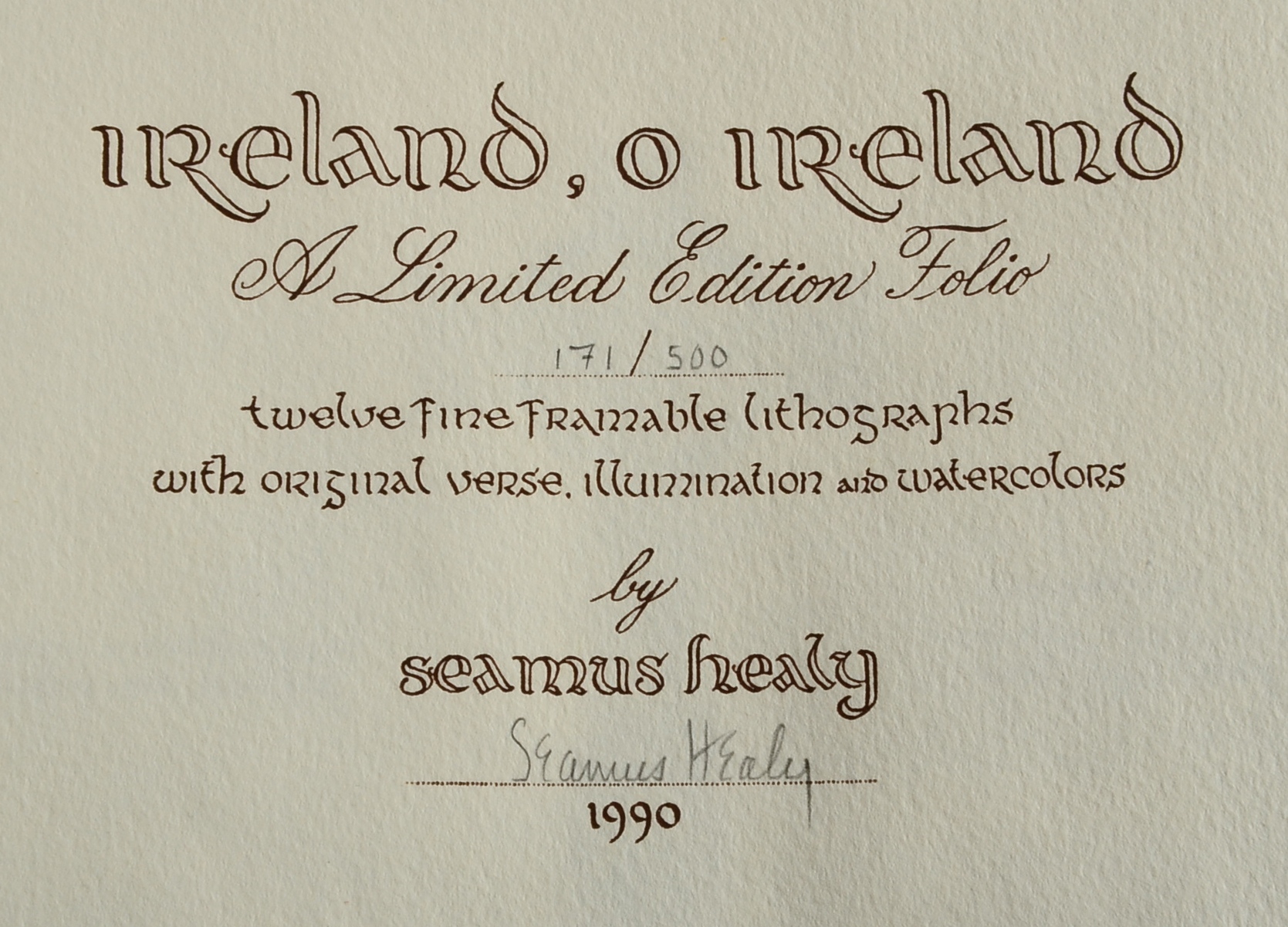 Limited Edition Folio by Artist Seamus Healy