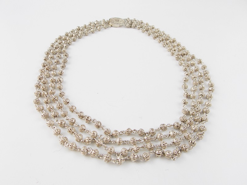 A Vintage Silver Filigree Multi Strand Necklace