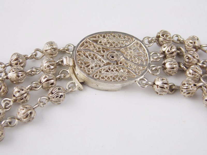 A Vintage Silver Filigree Multi Strand Necklace