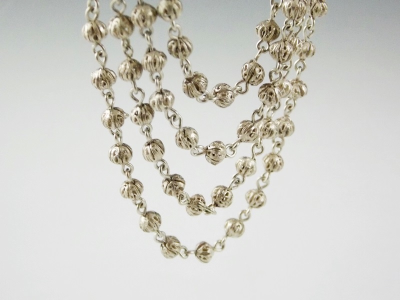 A Vintage Silver Filigree Multi Strand Necklace