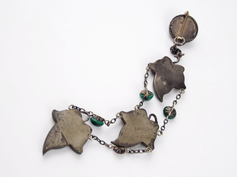 A Vintage Malachite Leaf Pin