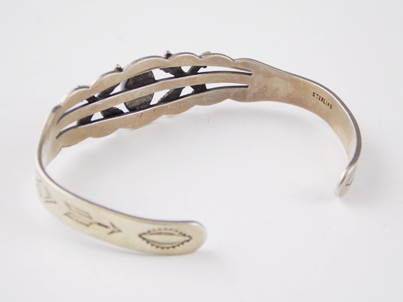 Two Vintage Native American Sterling and Turquoise Bracelets