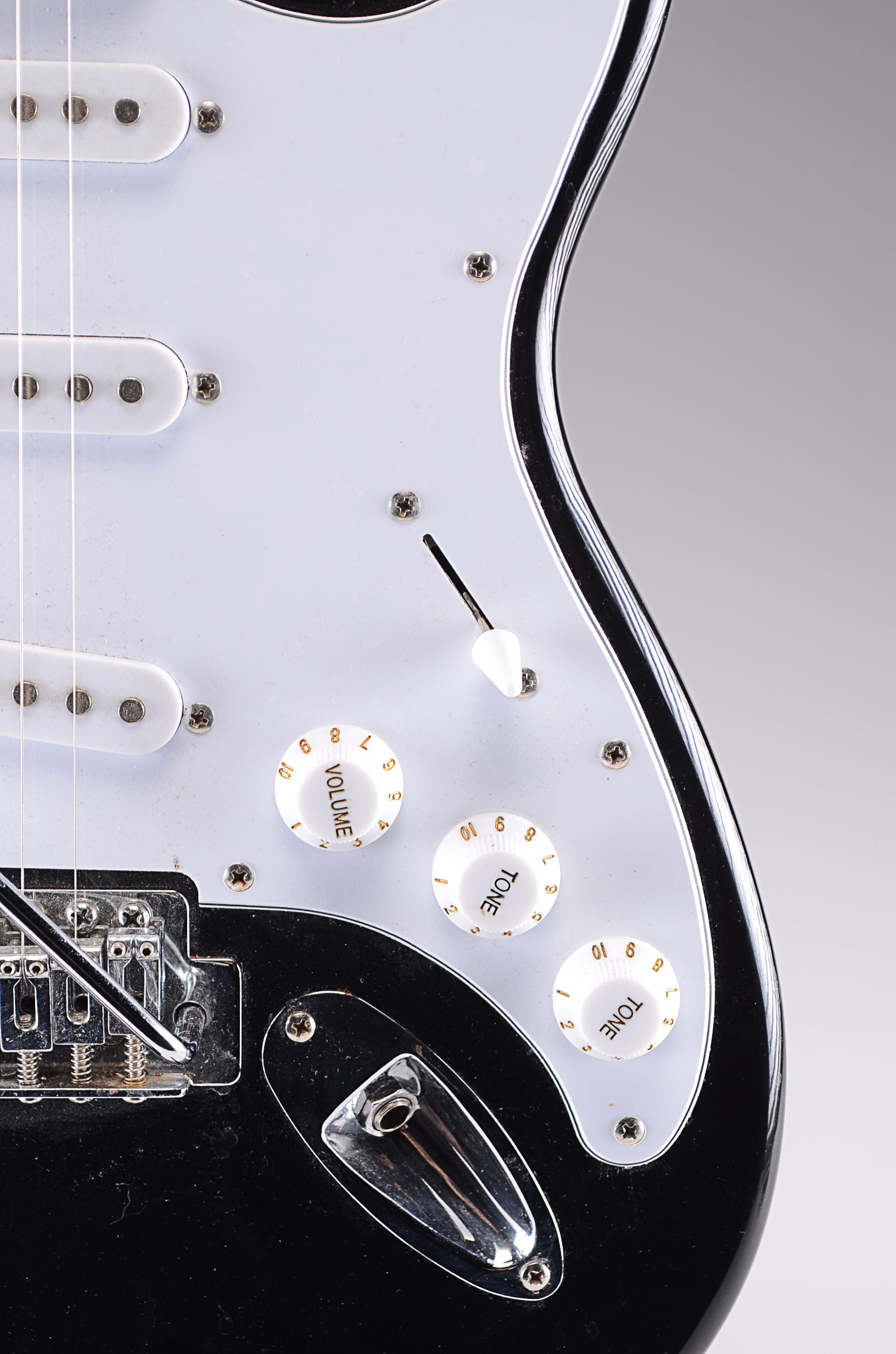 Black Silvertone Strat Style Electric Guitar