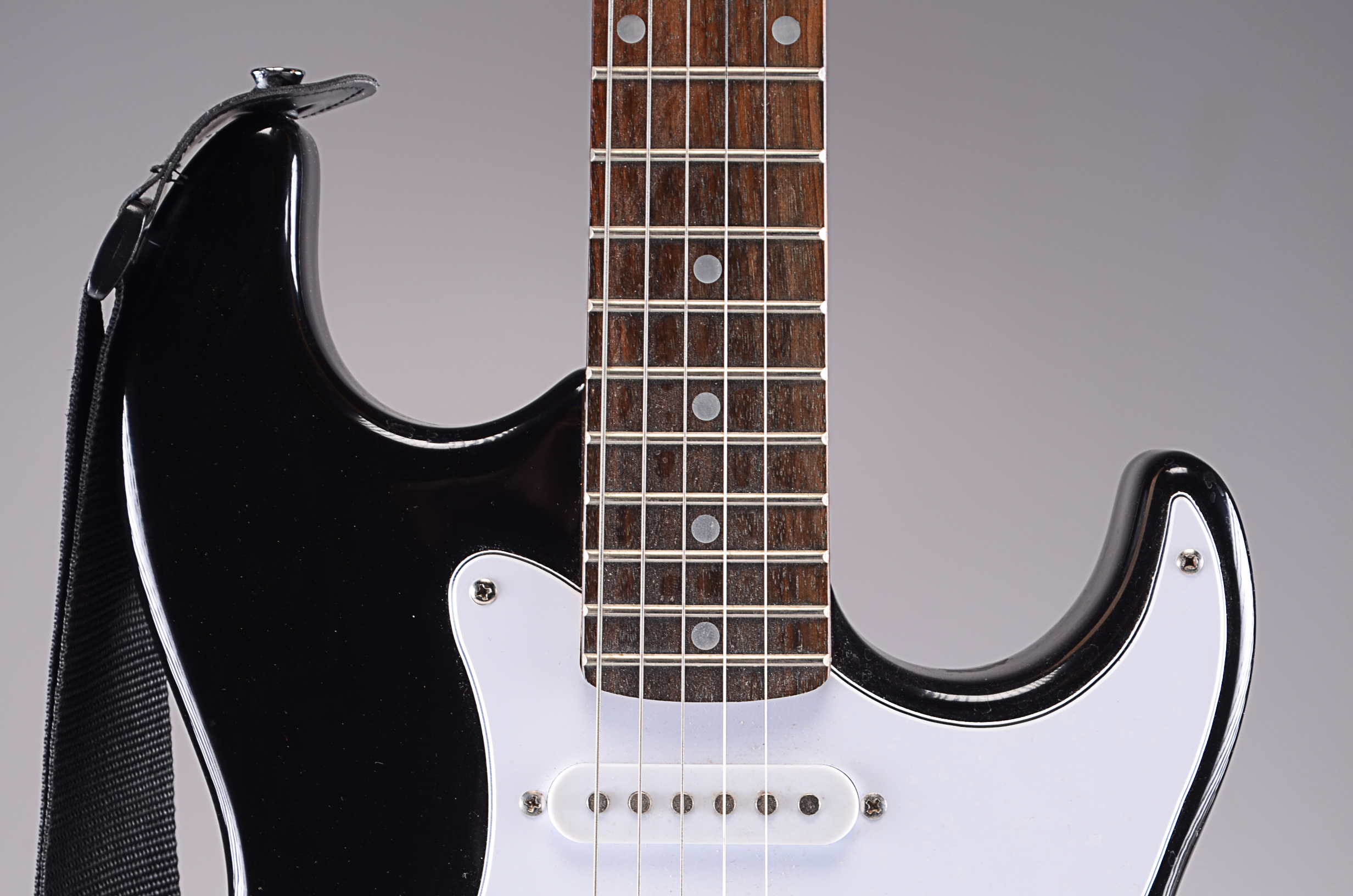 Black Silvertone Strat Style Electric Guitar