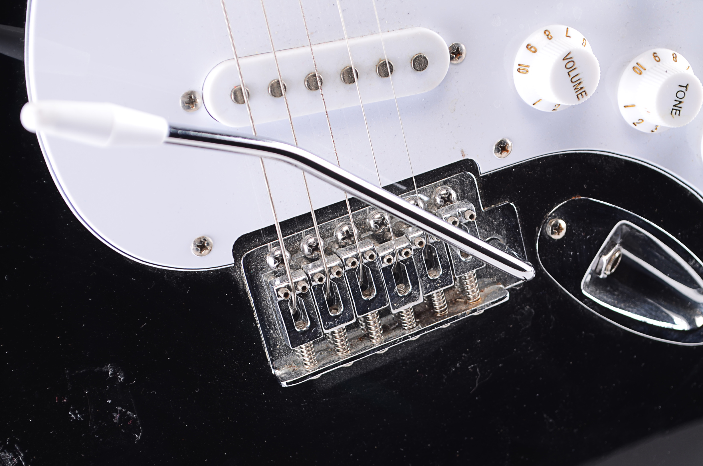 Black Silvertone Strat Style Electric Guitar