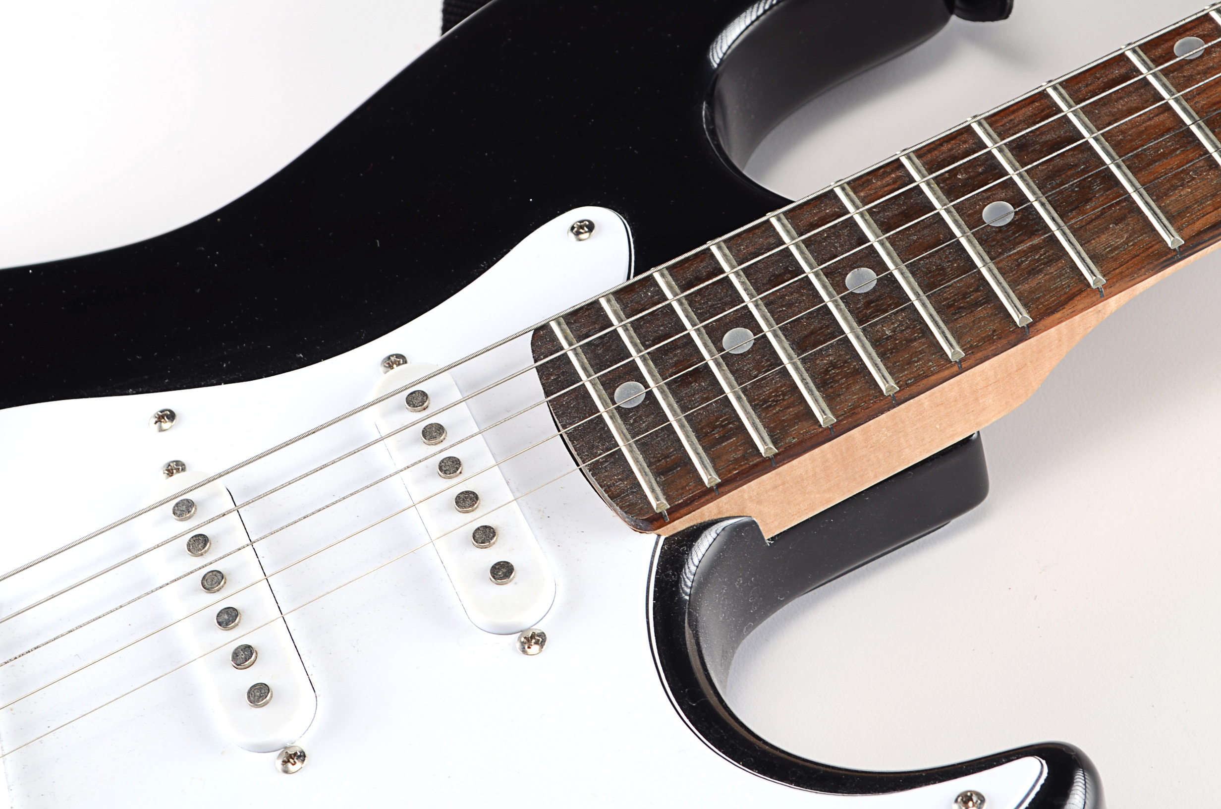 Black Silvertone Strat Style Electric Guitar