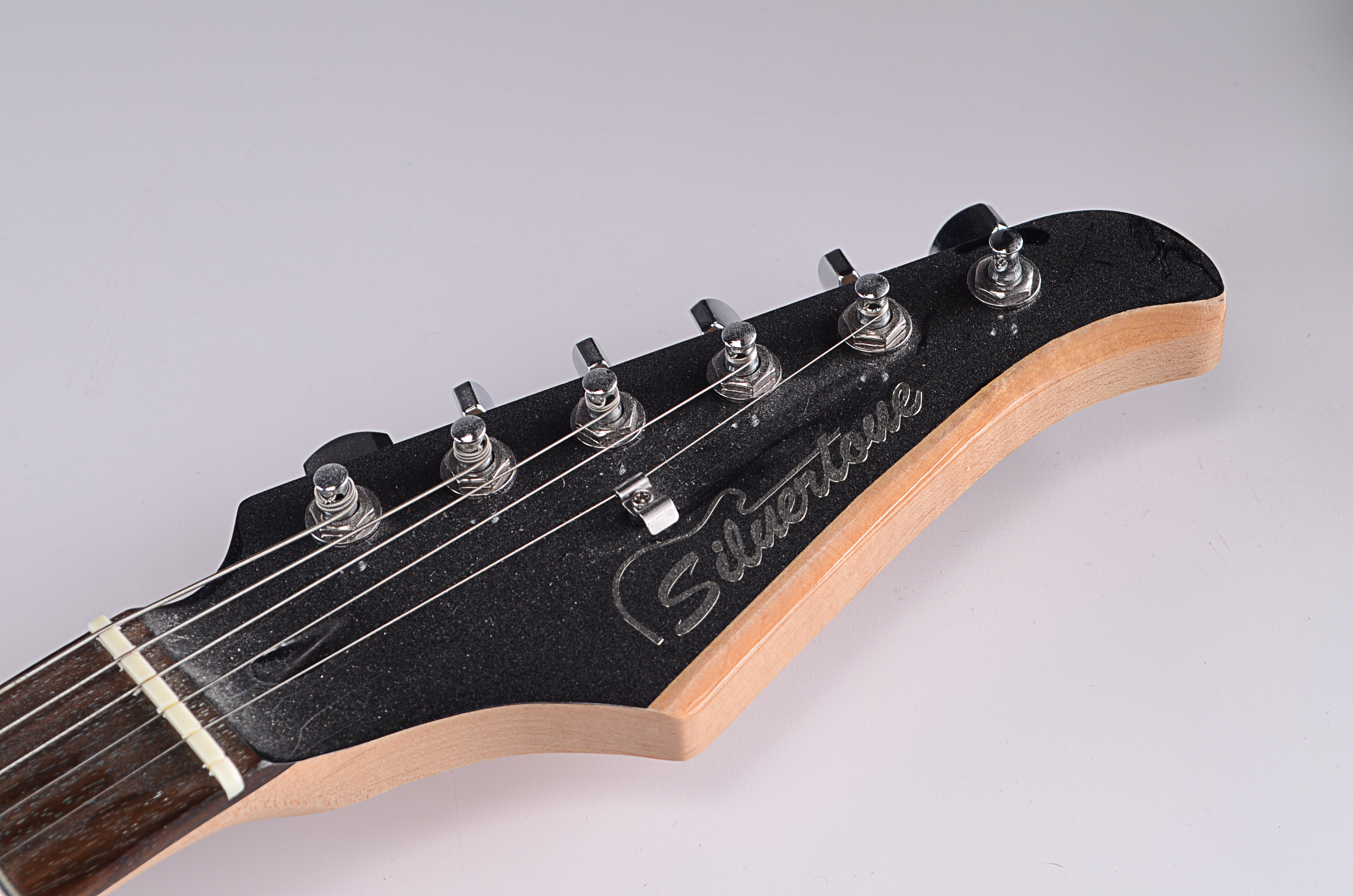 Black Silvertone Strat Style Electric Guitar