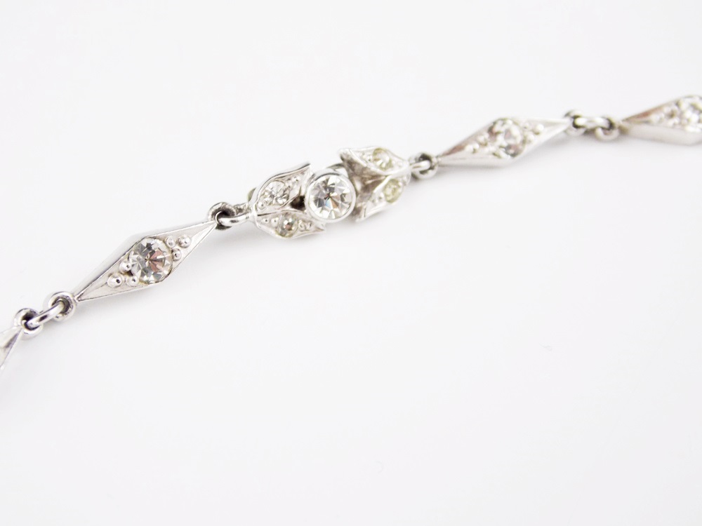 A Vintage Crown Trifari Necklace and Earrings with Pale Blue Starburst Stones 