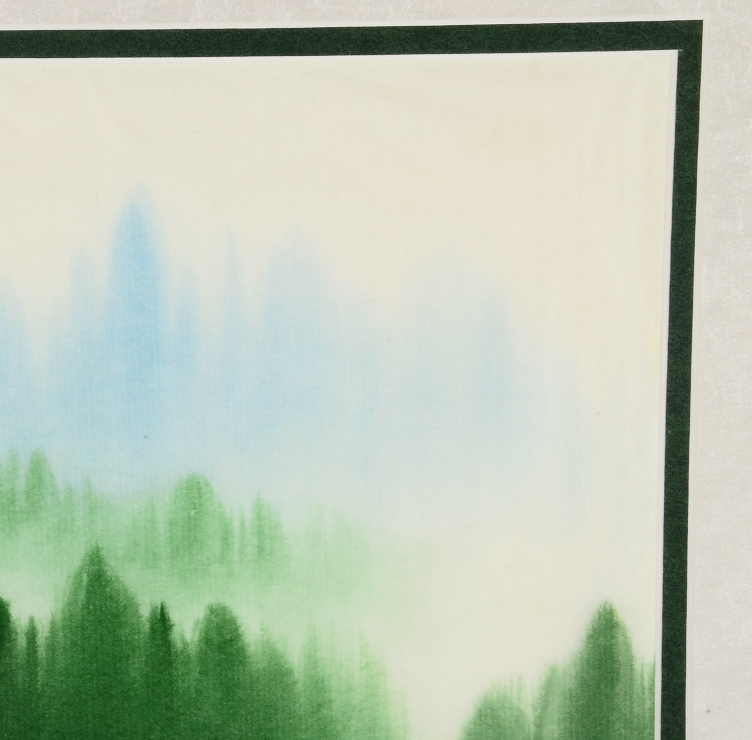 Framed Asian Cranes in Flight Watercolor Painting