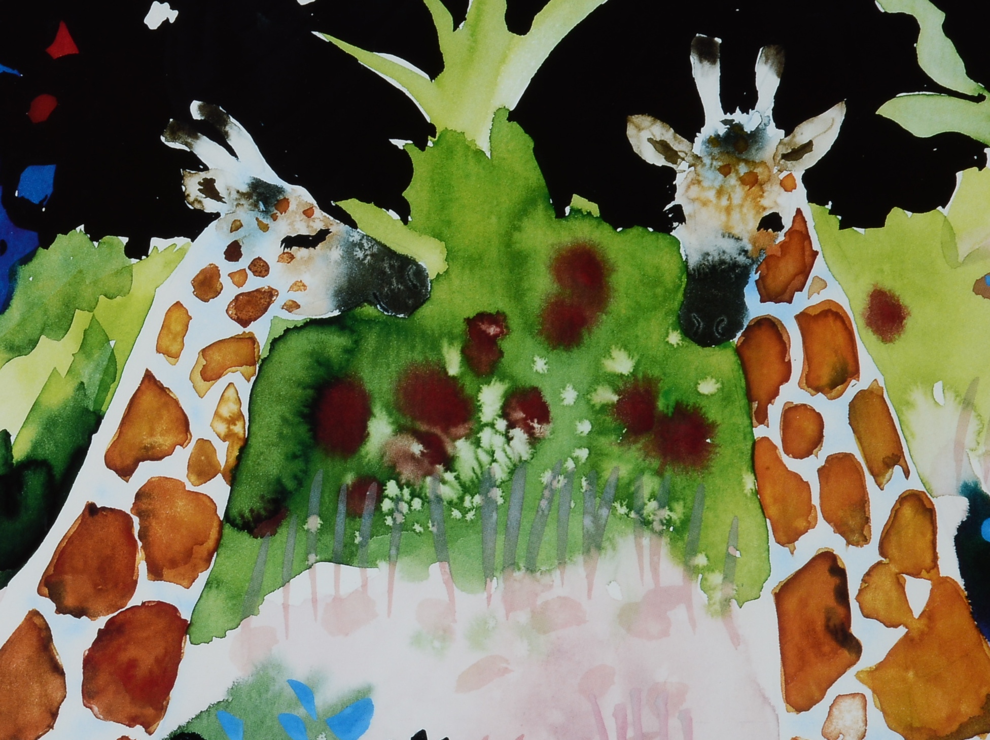 Framed Mike Smith Lion and Giraffe LIthograph