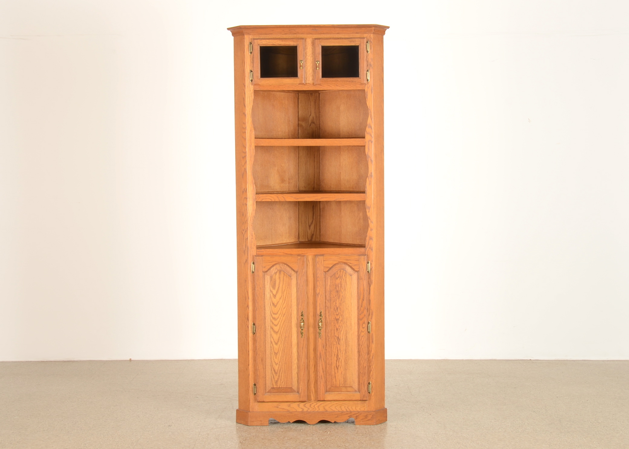 Tall Oak Corner Cabinet