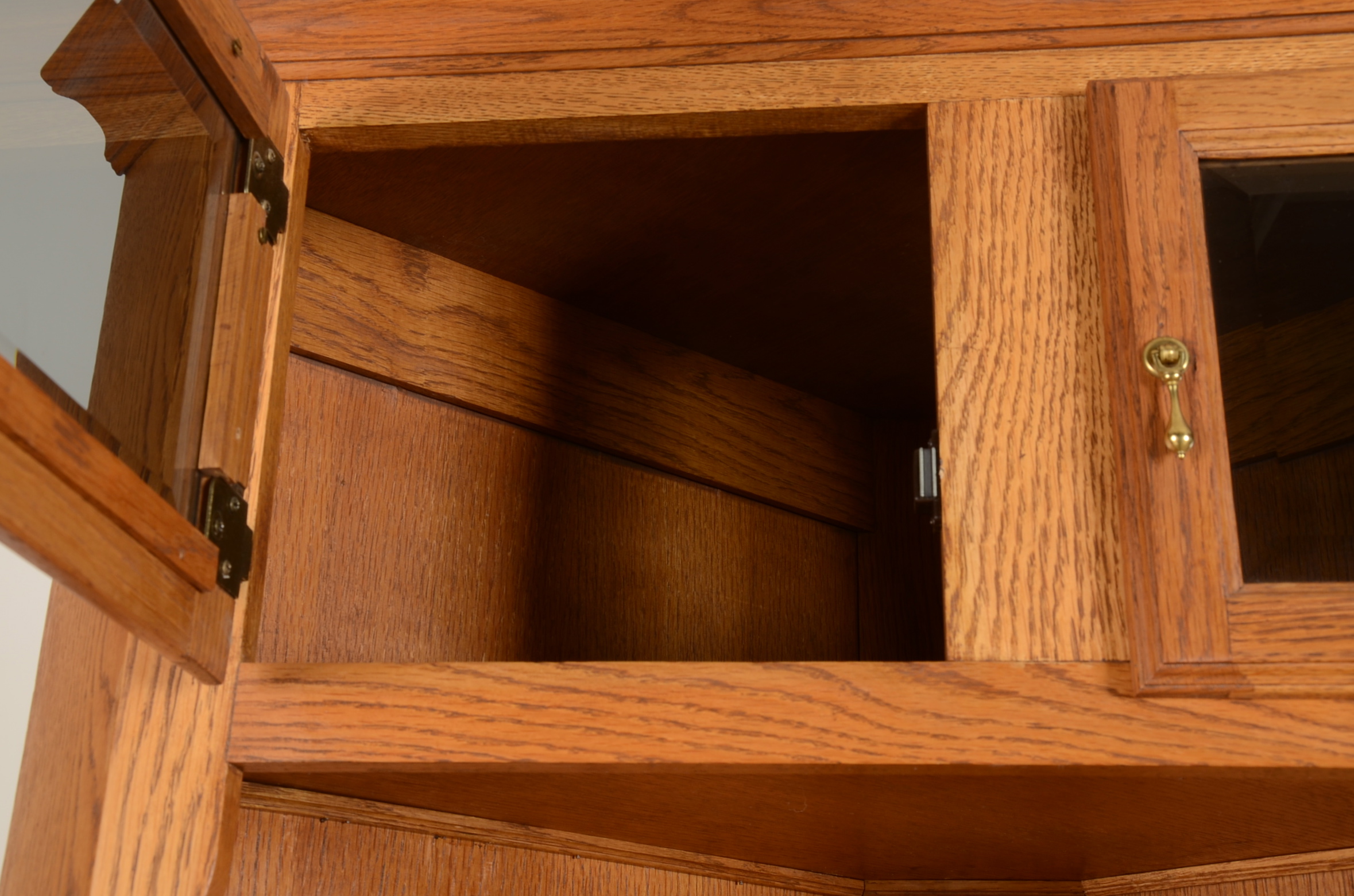 Tall Oak Corner Cabinet