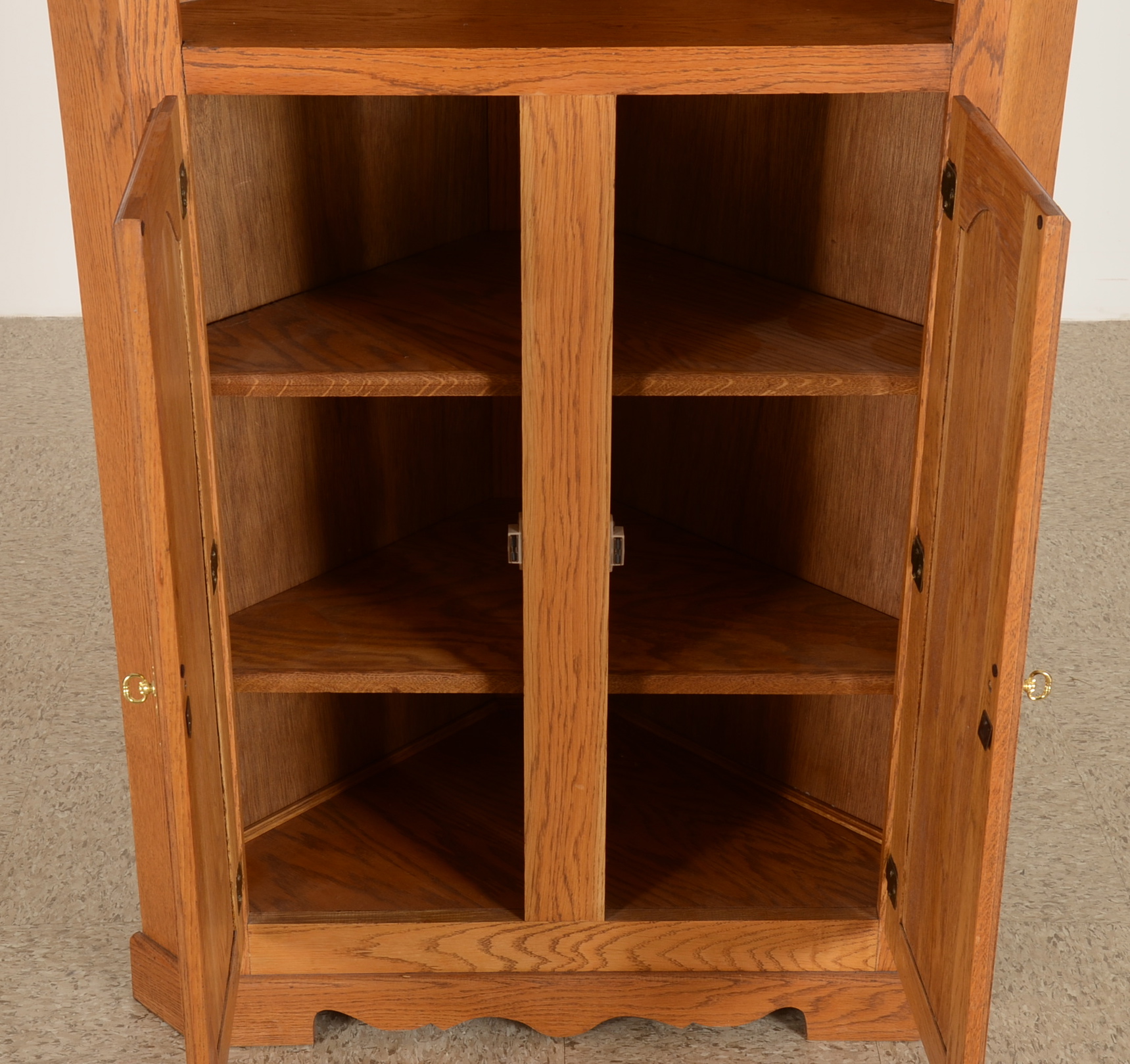 Tall Oak Corner Cabinet