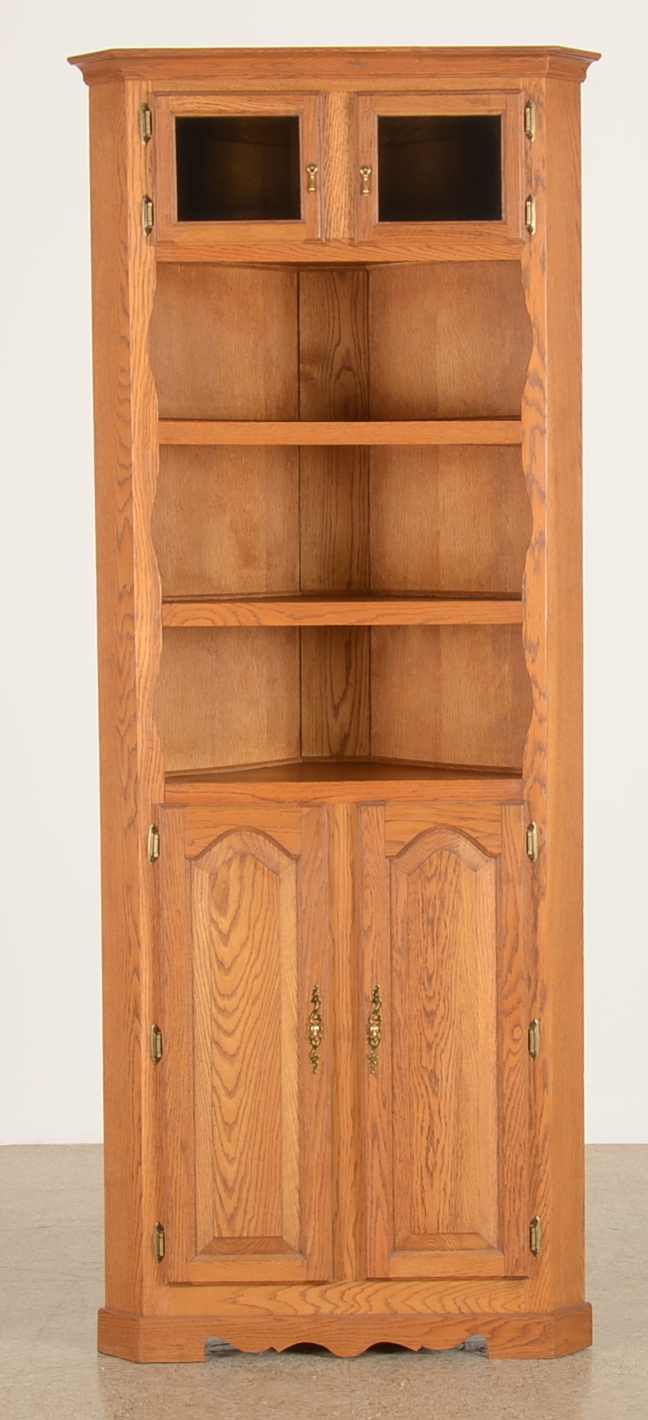 Tall Oak Corner Cabinet
