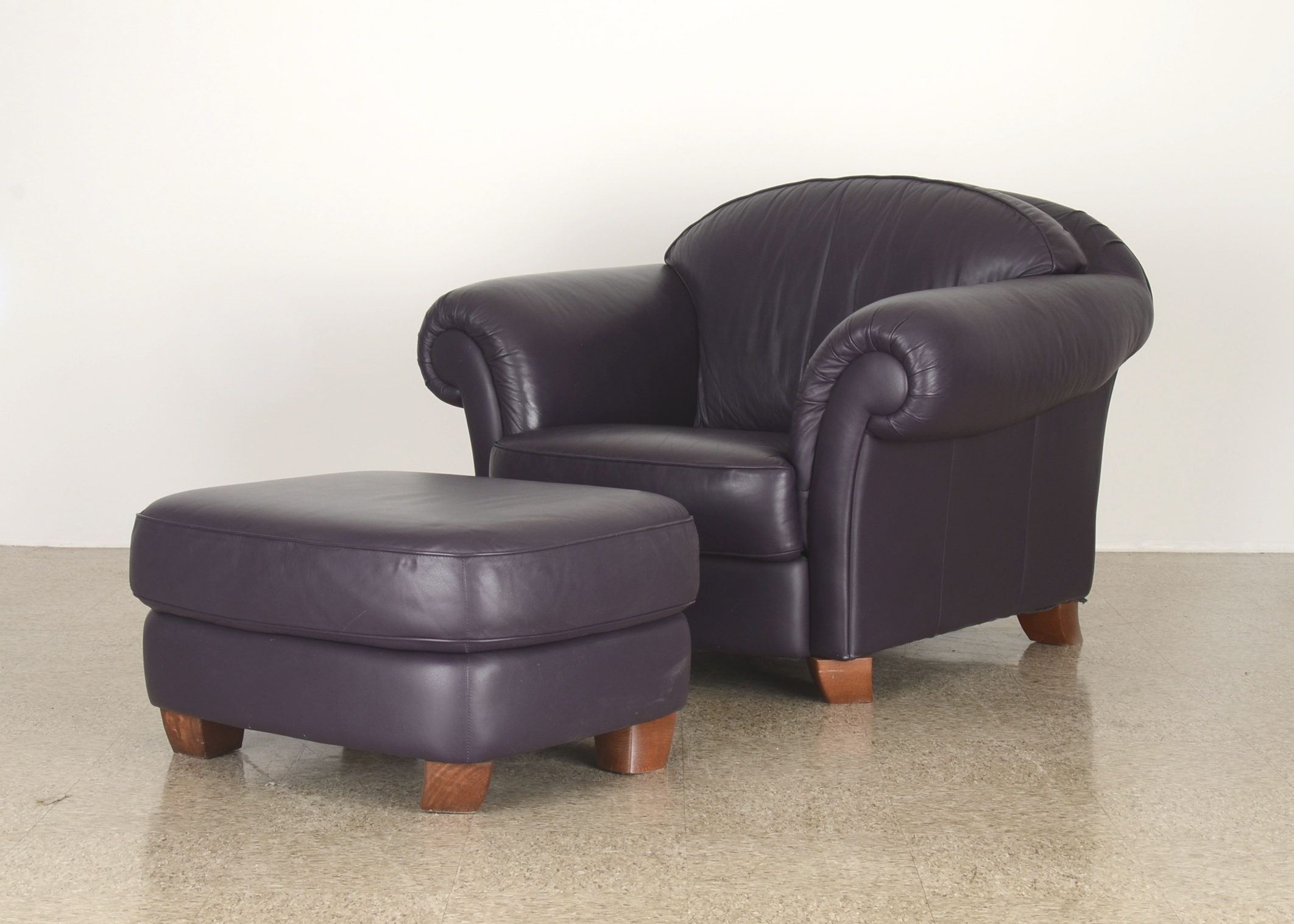 Natuzzi Italian Leather Chair with Ottoman