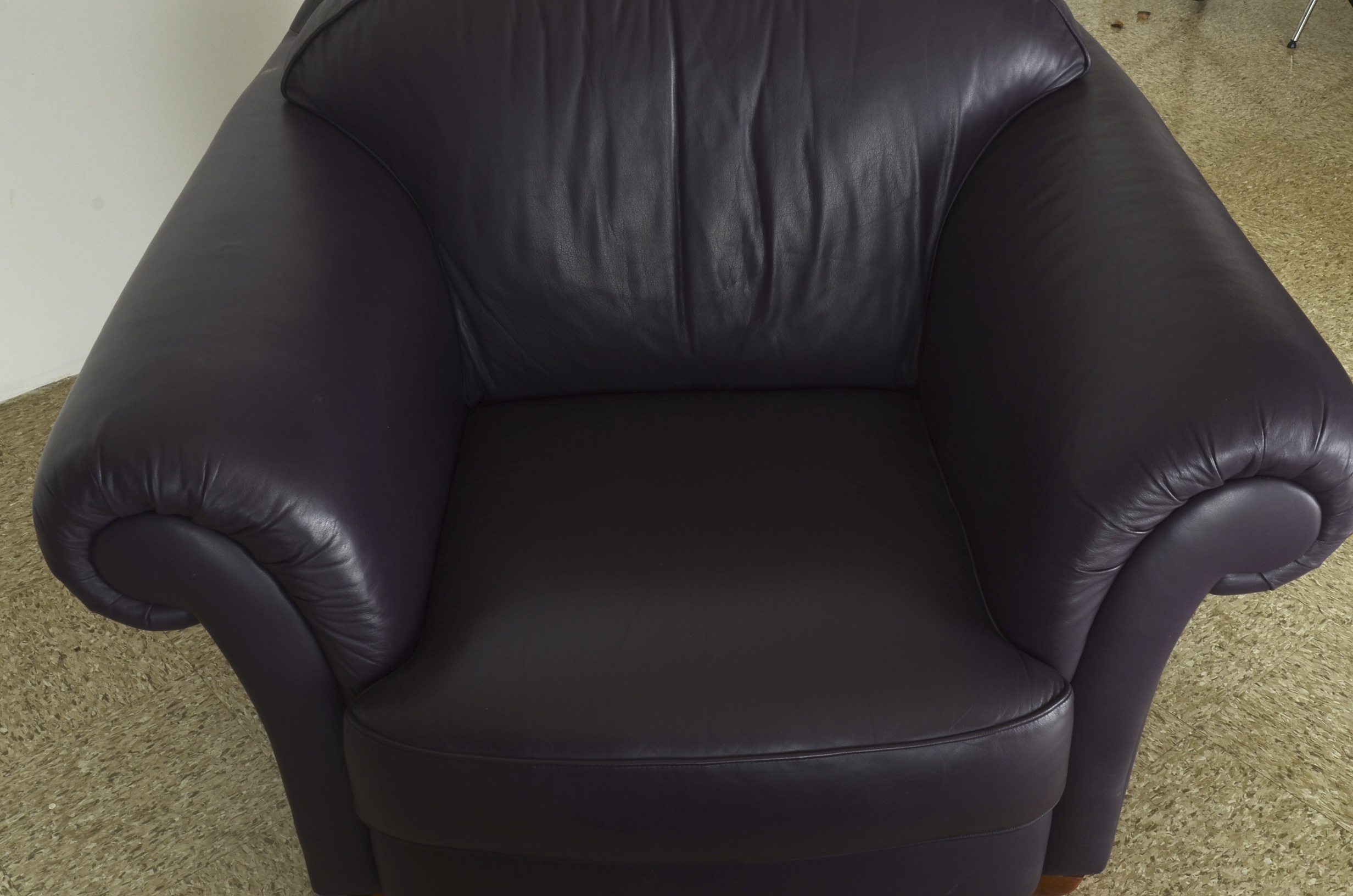 Natuzzi Italian Leather Chair with Ottoman