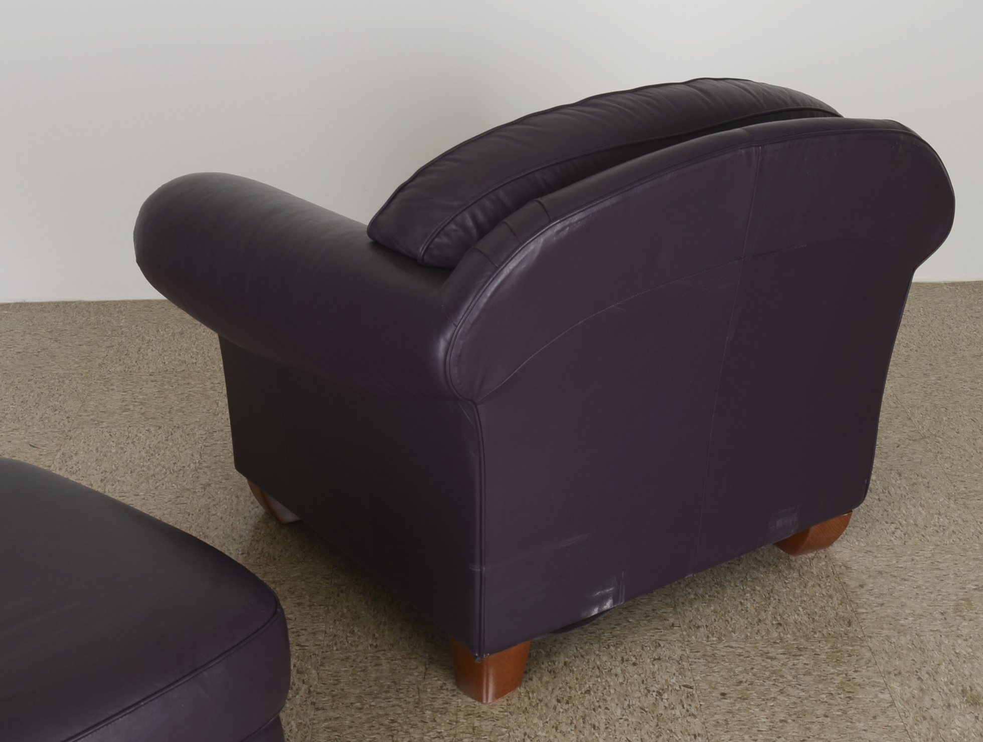 Natuzzi Italian Leather Chair with Ottoman