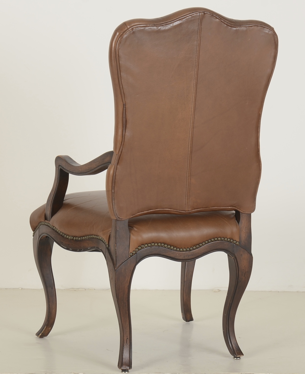 Pair of Vanguard Furniture Leather Couture Provincial Style Fauteuil Chairs
