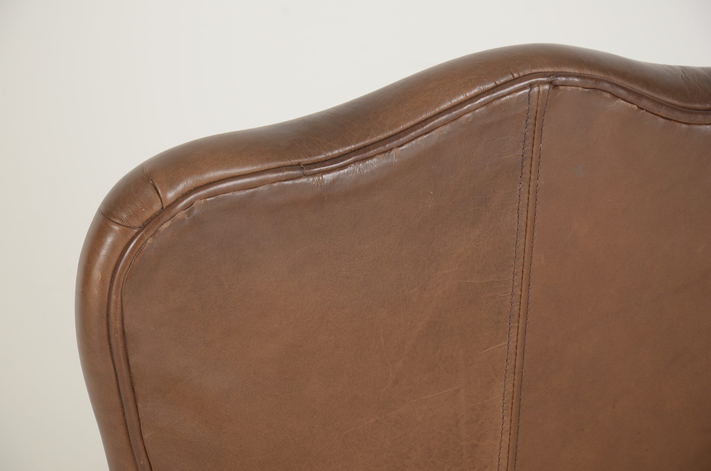 Pair of Vanguard Furniture Leather Couture Provincial Style Fauteuil Chairs